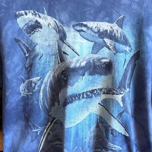 The Mountain Great White Shark All-Over Print Blue Tie Dye T-Shirt